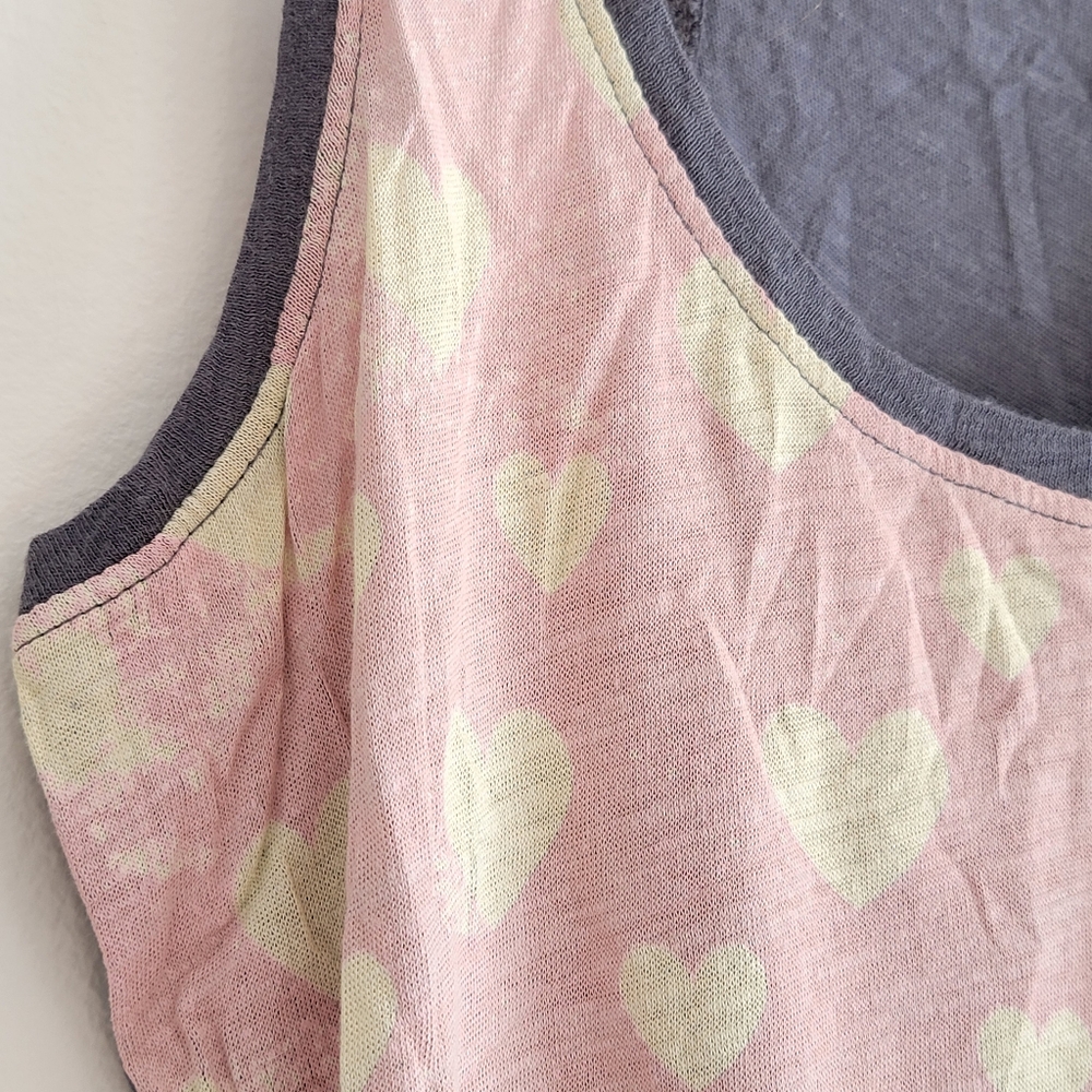 PJ Salvage Heart Stripe Racerback Tank Top Gray Cream Pink Tee Vintage Americana - Picture 6 of 11